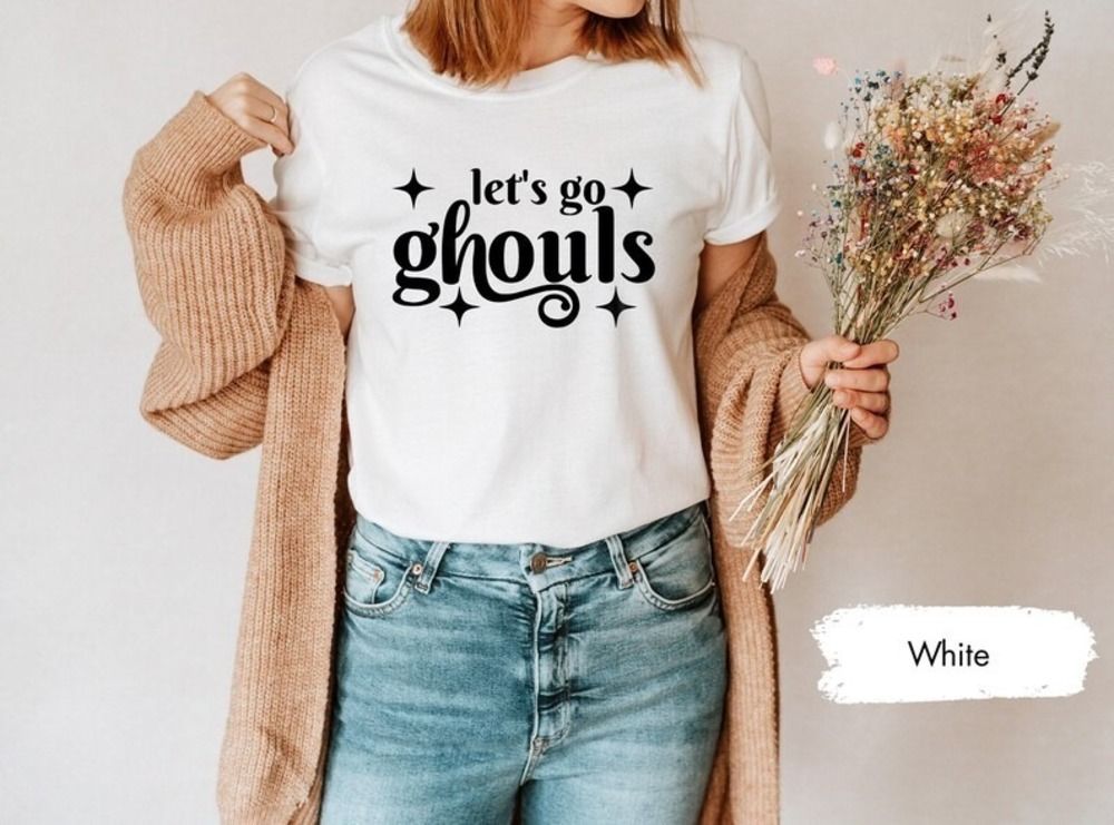 Lets Go Ghouls Shirt Retro Halloween Kids Girls Graphic Tee